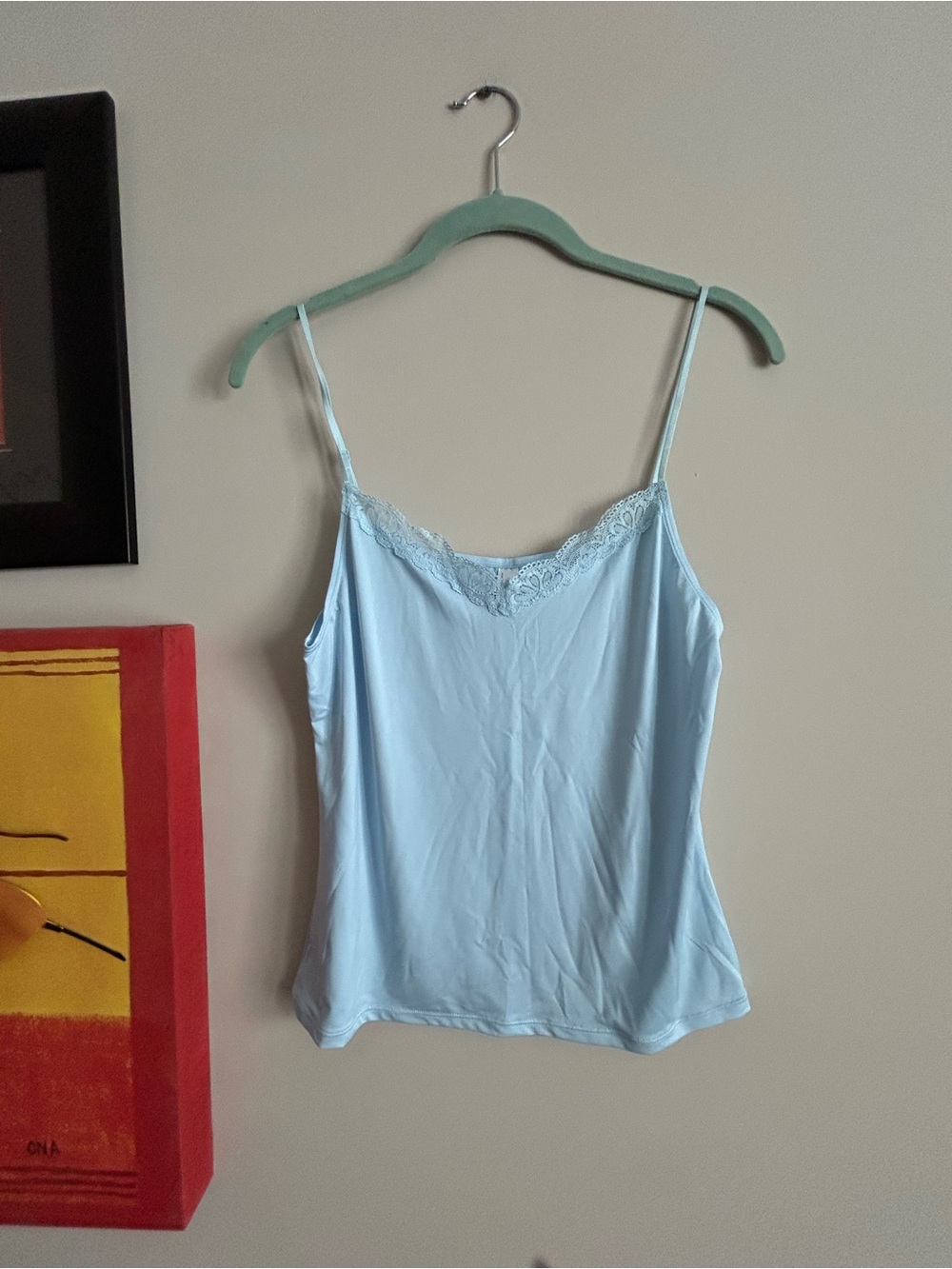 2/$5 Liz Claiborne Pale Blue Lace-Trim Camisole